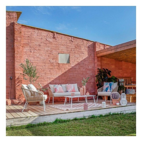 Garden sofa DKD Home Decor MB-179038 White Beige 151,5 x 72 x 70 cm Garden