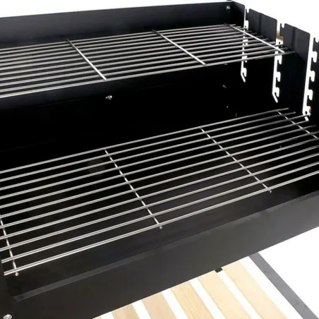 Coal Barbecue with Wheels DKD Home Decor Black Natural Metal Steel 113 x 51 x 97 cm (113 x 51 x 97 cm)
