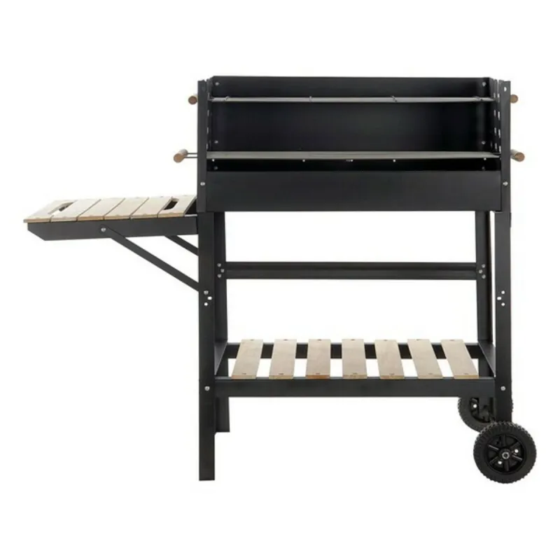 Coal Barbecue with Wheels DKD Home Decor Black Natural Metal Steel 113 x 51 x 97 cm (113 x 51 x 97 cm)