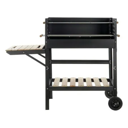 Coal Barbecue with Wheels DKD Home Decor Black Natural Metal Steel 113 x 51 x 97 cm (113 x 51 x 97 cm)