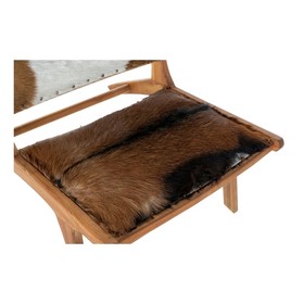 Armchair DKD Home Decor MB-182320 Teak Brown Leather White (65 x 78 x 68 cm)