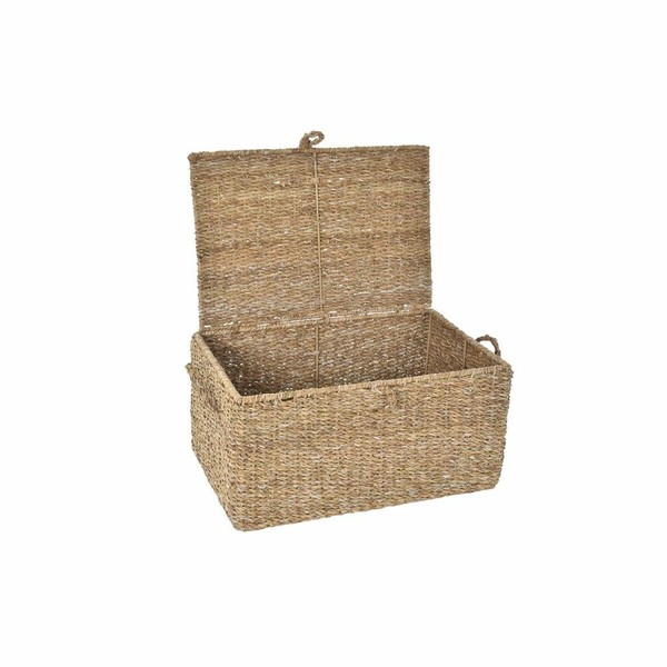 Basket set DKD Home Decor With lid Natural Iron Seagrass (50 x 34 x 25 cm) (3 Pieces)