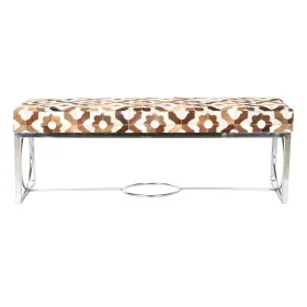 Bench DKD Home Decor Brown Steel Leather White (122 x 41 x 44 cm)