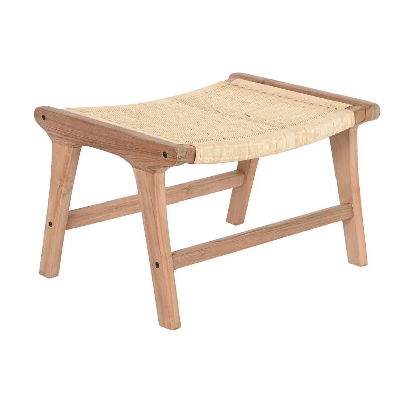 Bench DKD Home Decor White Brown Beige Teak 65 x 47 x 40 cm