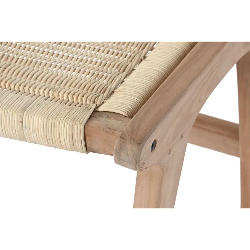 Bench DKD Home Decor White Brown Beige Teak 65 x 47 x 40 cm