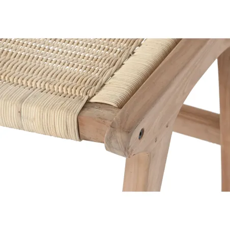 Bench DKD Home Decor White Brown Beige Teak 65 x 47 x 40 cm