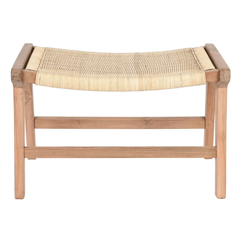 Bench DKD Home Decor White Brown Beige Teak 65 x 47 x 40 cm