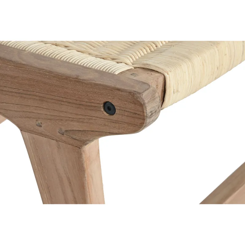 Bench DKD Home Decor White Brown Beige Teak 65 x 47 x 40 cm