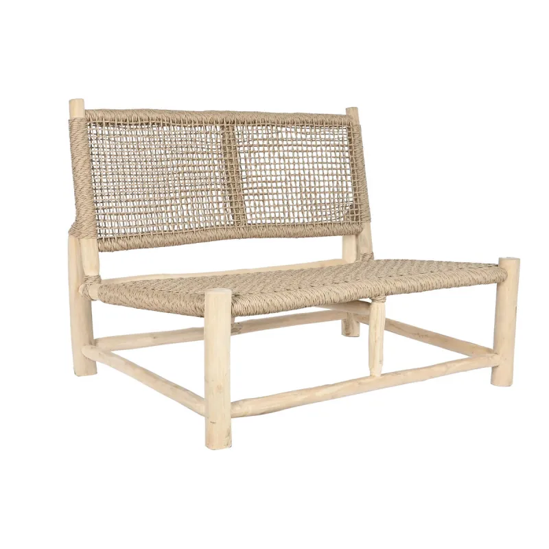 Garden sofa DKD Home Decor White Natural Teak 120 x 81 x 84 cm