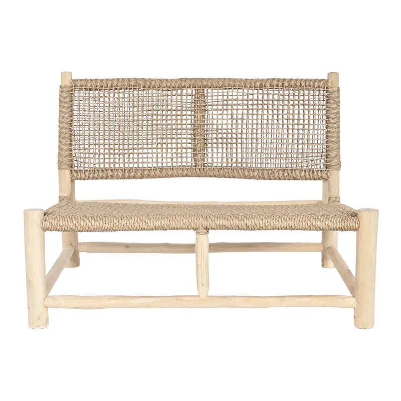 Garden sofa DKD Home Decor White Natural Teak 120 x 81 x 84 cm