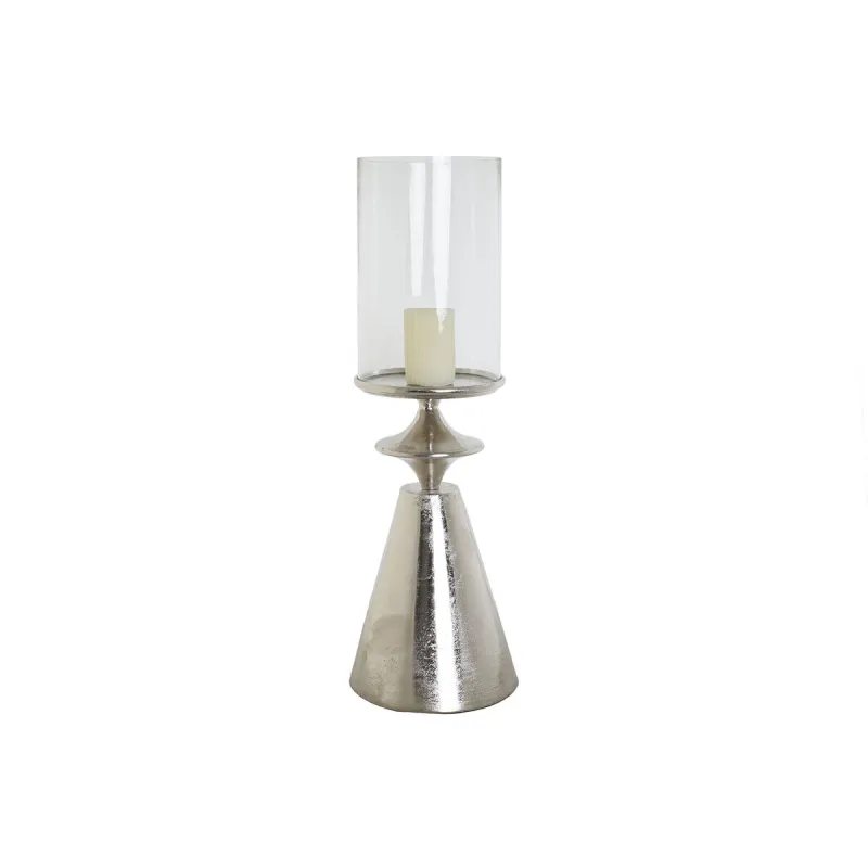 Candleholder DKD Home Decor Silver Aluminium Crystal 24 x 24 x 73 cm