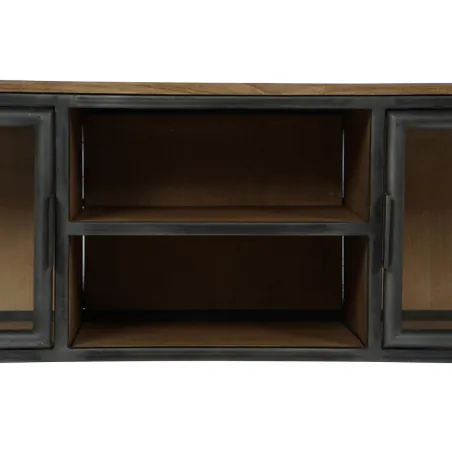 TV furniture Home ESPRIT Natural Dark grey Wood Metal 137 x 40 x 55 cm