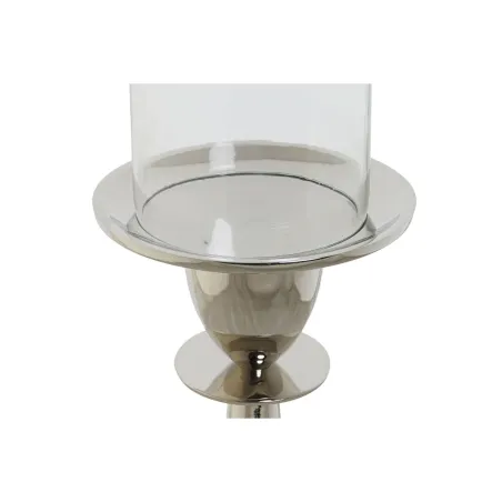 Candleholder DKD Home Decor Silver Aluminium Crystal 14 x 14 x 48 cm