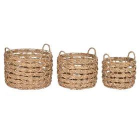 Basket set Home ESPRIT Natural Metal Water hyacinth (3 Pieces)