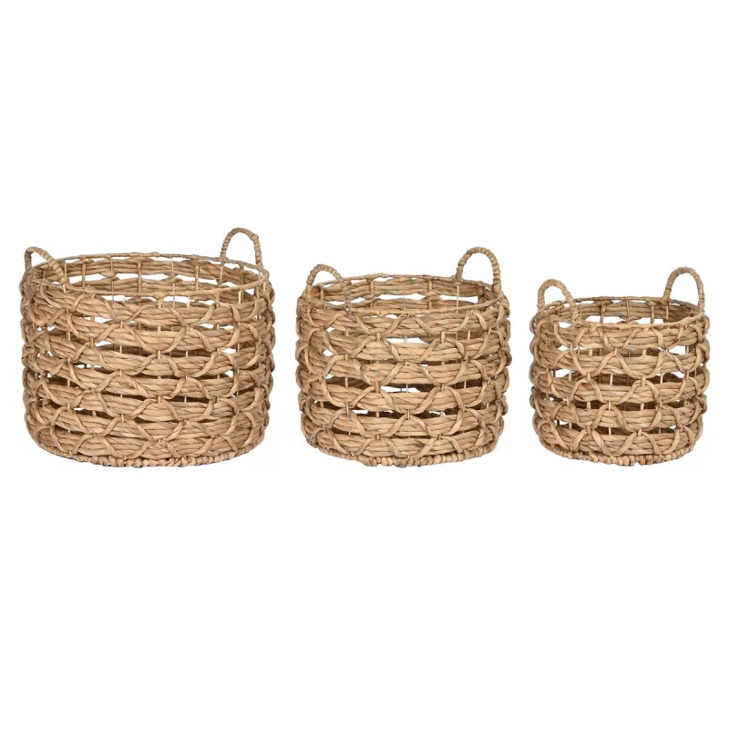 Basket set Home ESPRIT Natural Metal Water hyacinth (3 Pieces)