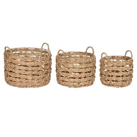 Basket set Home ESPRIT Natural Metal Water hyacinth (3 Pieces)