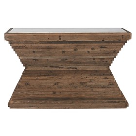 Console Home ESPRIT Yellow White Brown Marble Recycled Wood 138 x 45 x 87 cm