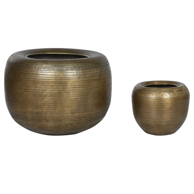 Set of Planters Home ESPRIT Golden Aluminium 64 x 64 x 47 cm
