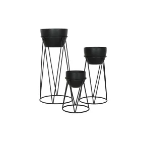 Set of Planters Home ESPRIT Black Metal 38 x 38 x 80 cm (3 Pieces)