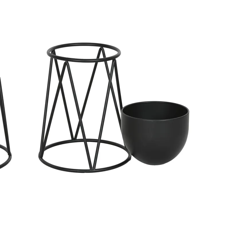 Set of Planters Home ESPRIT Black Metal 38 x 38 x 80 cm (3 Pieces)