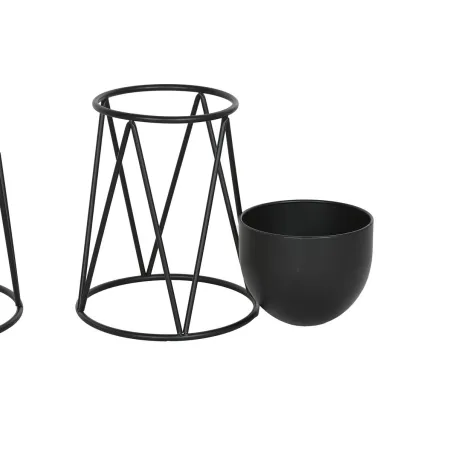 Set of Planters Home ESPRIT Black Metal 38 x 38 x 80 cm (3 Pieces)