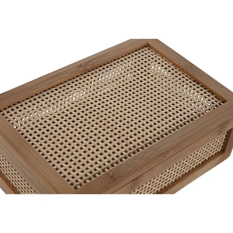 Jewelry box Home ESPRIT Natural Bamboo Rattan 23 x 15 x 8 cm (10 Pieces)