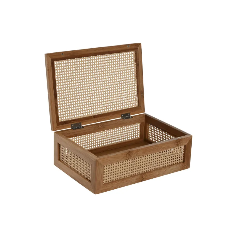 Jewelry box Home ESPRIT Natural Bamboo Rattan 23 x 15 x 8 cm (10 Pieces)