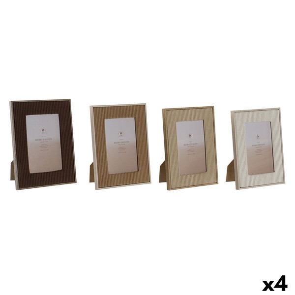 Photo frame Home ESPRIT Brown Beige Velvet Crystal Modern (4 Units)