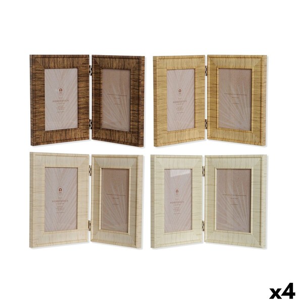 Photo frame Home ESPRIT Brown Beige Natural Ivory Crystal polystyrene Scandinavian 31 X 2 X 21 cm (4 Units)