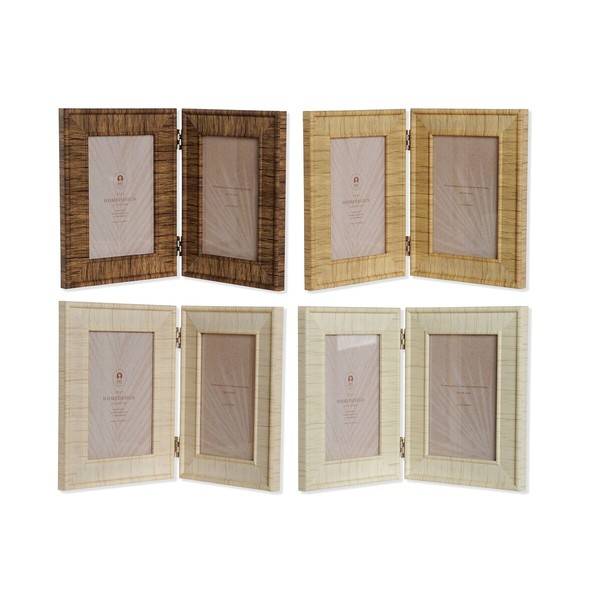 Photo frame Home ESPRIT Brown Beige Natural Ivory Crystal polystyrene Scandinavian 31 X 2 X 21 cm (4 Units)