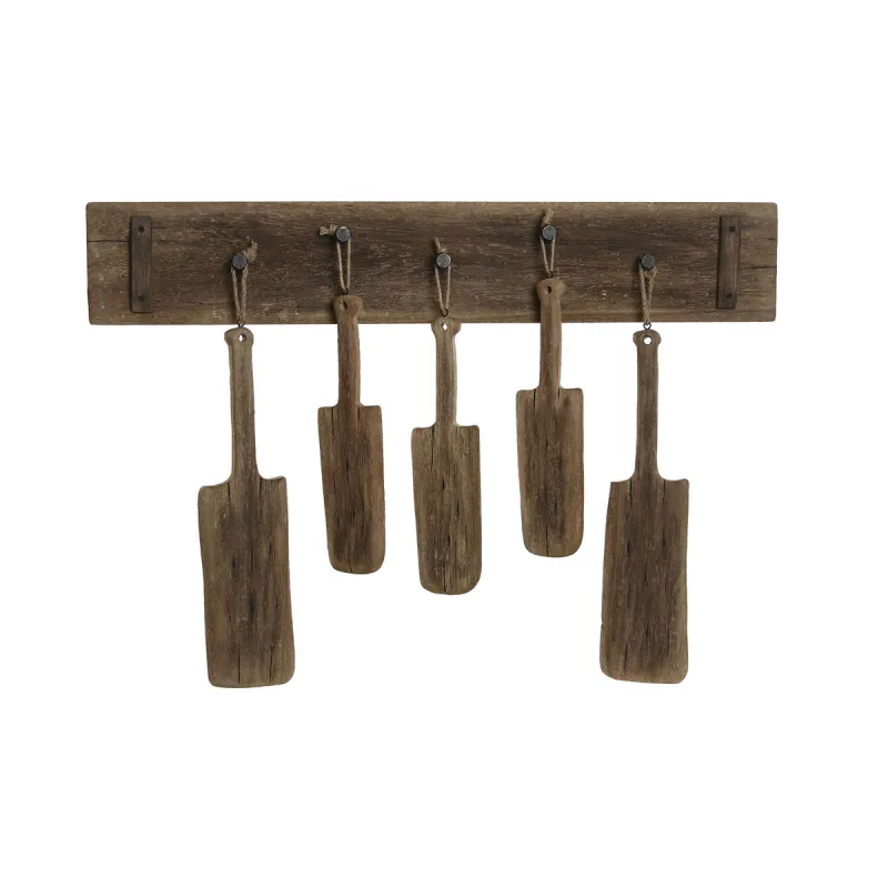 Wall mounted coat hanger Home ESPRIT Natural Paolownia wood 89 x 6 x 62 cm