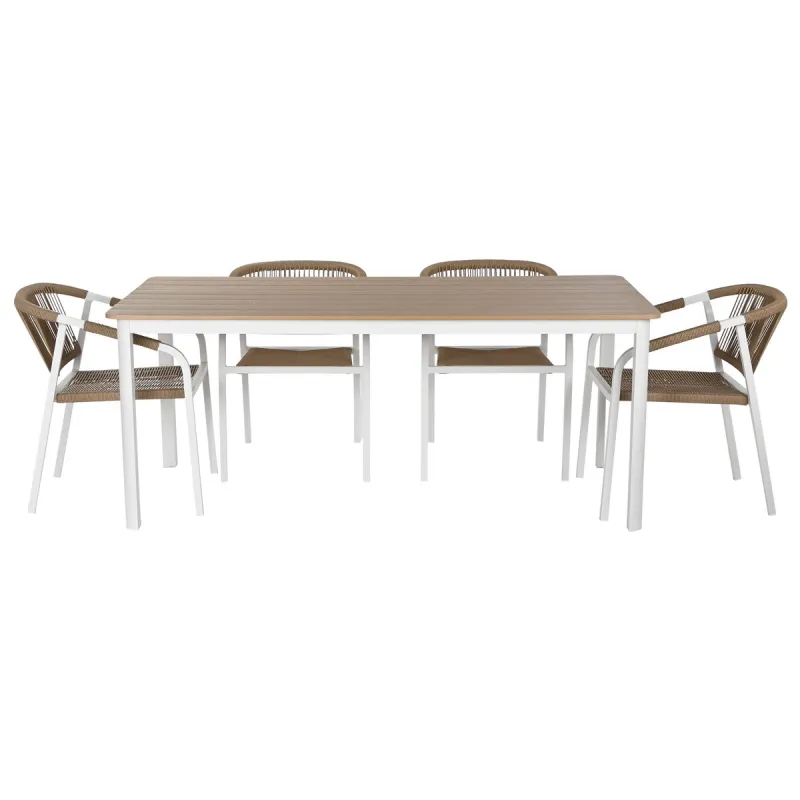 Table set with 6 chairs Home ESPRIT White Natural 180 x 90 x 75 cm