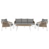 Table Set with 3 Armchairs Home ESPRIT White Natural Light grey 189 x 73 x 84 cm (4 Pieces)