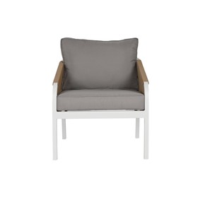 Table Set with 3 Armchairs Home ESPRIT White Natural Light grey 189 x 73 x 84 cm (4 Pieces)