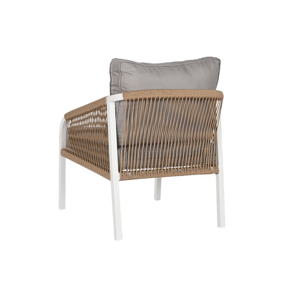 Table Set with 3 Armchairs Home ESPRIT White Natural Light grey 189 x 73 x 84 cm (4 Pieces)