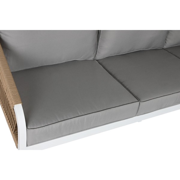 Table Set with 3 Armchairs Home ESPRIT White Natural Light grey 189 x 73 x 84 cm (4 Pieces)