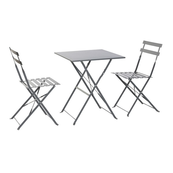 Table set with 2 chairs Home ESPRIT Grey 60 x 60 x 71 cm