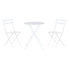 Table set with 2 chairs Home ESPRIT White 60 x 60 x 71 cm