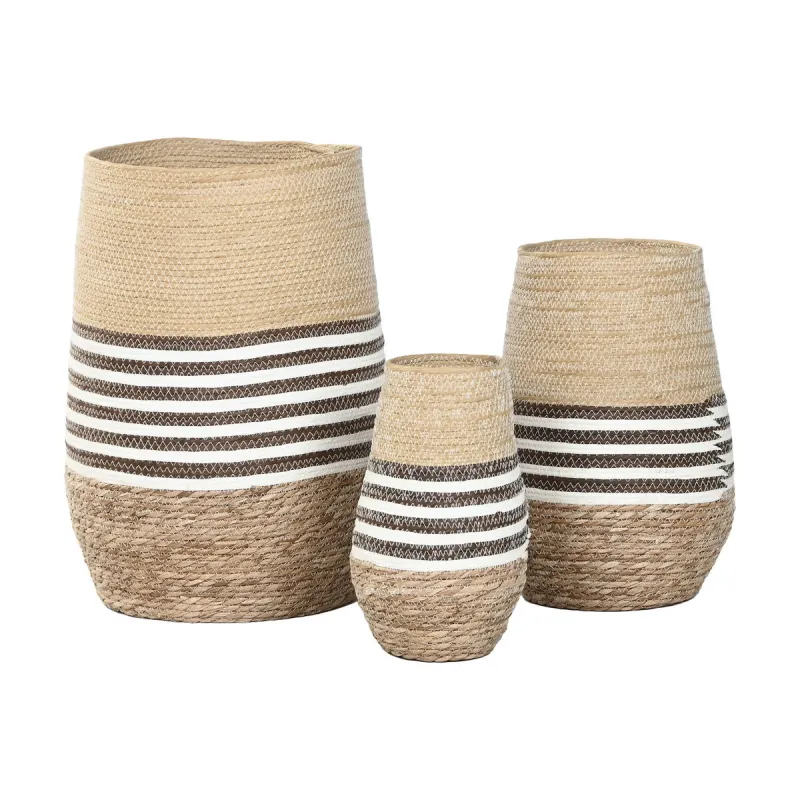 Planter Home ESPRIT Brown Bicoloured Fibre Urban 31 x 31 x 49 cm (3 Pieces)