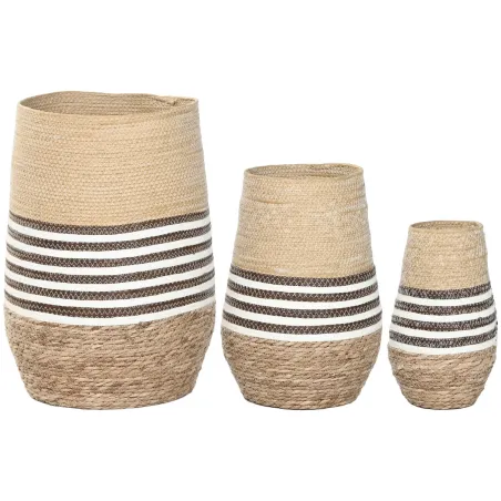 Planter Home ESPRIT Brown Bicoloured Fibre Urban 31 x 31 x 49 cm (3 Pieces)