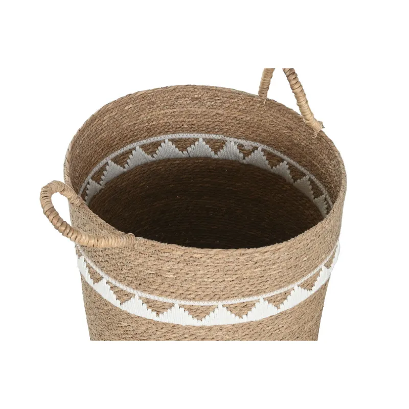 Basket set Home ESPRIT White Natural Seagrass (3 Pieces)