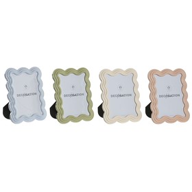 Photo frame Home ESPRIT Blue White Green Pink Crystal ABS Scandinavian (4 Units)