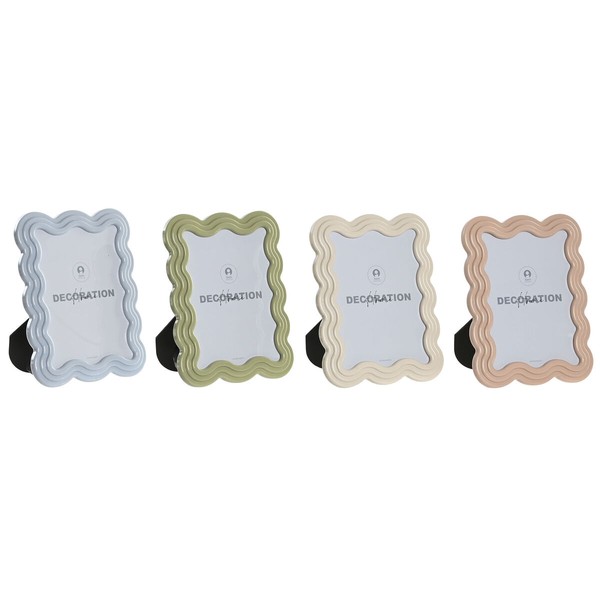 Photo frame Home ESPRIT Blue White Green Pink Crystal ABS Scandinavian (4 Units)