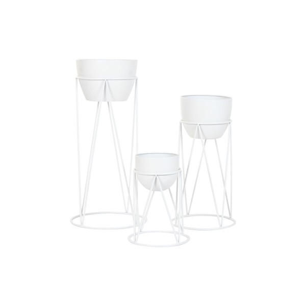 Planter Home ESPRIT White Metal Urban 38 x 38 x 80 cm (3 Pieces)