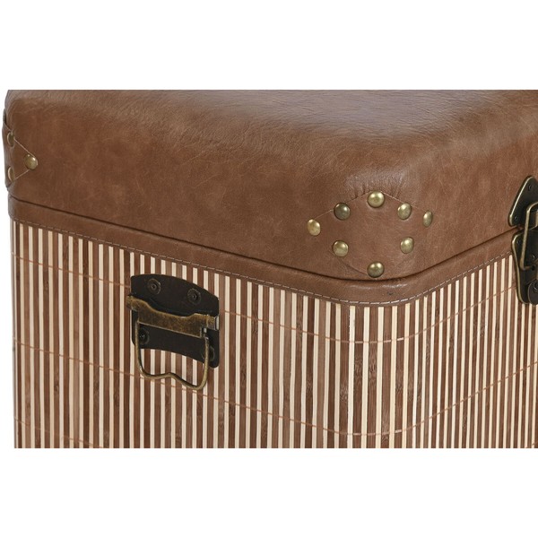 Set of Chests Home ESPRIT Brown Natural Polyurethane Bamboo Oriental 80 x 40 x 44 cm 80 x 40 x 45 cm (3 Units)