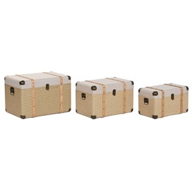 Set of Chests Home ESPRIT Natural Polyester Wood Traditional (3 Units)