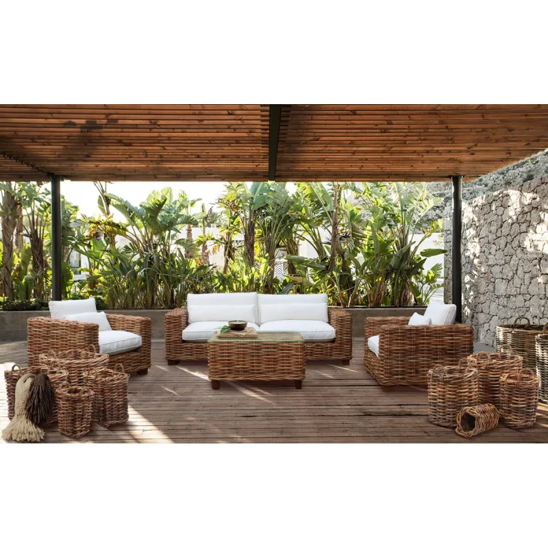 Sofa Home ESPRIT Beige Natural 220 X 98 X 64 CM (4 Pieces)