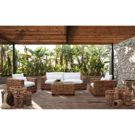 Sofa Home ESPRIT Beige Natural 220 X 98 X 64 CM (4 Pieces)