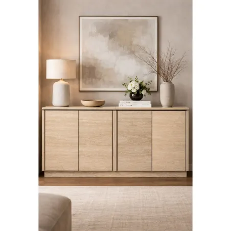 Sideboard Home ESPRIT Natural Wood Marble 180 x 40 x 85 cm