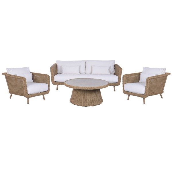 Garden sofa Home ESPRIT White Natural 188 X 89 X 65 CM